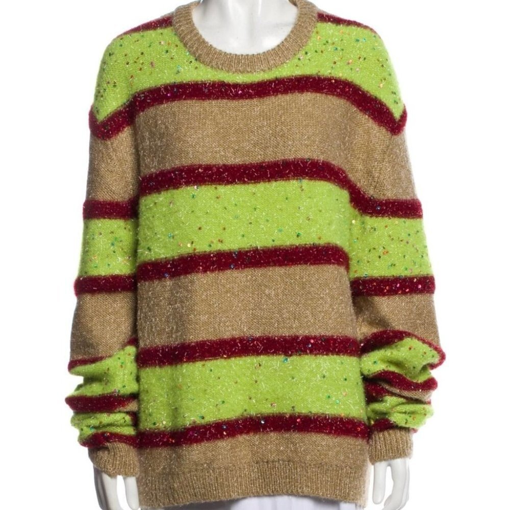 * ASHISH Striped and Sequin Embellished Crew Neck Sweater Size XS (Oversized)